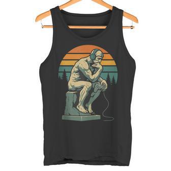 Gamer Thinker Statue Humor Retro Video Game Enthusiast Tank Top Tank Top | Mazezy