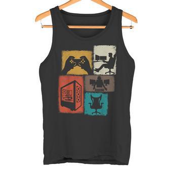 Gamer Vintage Collage Gaming Men Video Game Lover Streamer Tank Top | Mazezy