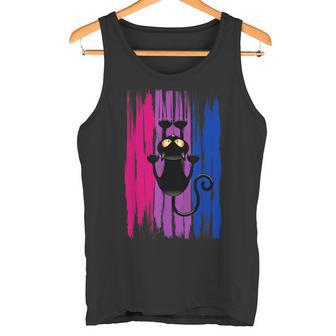 Gato Divertido Arañando Bi Colores Orgullo Bisexual Camiseta sin mangas - Regaloses