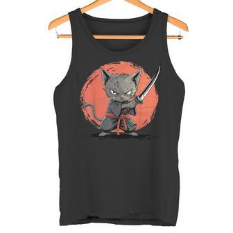 Gato Ninja Japonés Kawaii Korat Catamurai Camiseta sin mangas - Regaloses