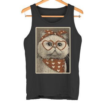 Gato Persa Con Corazones Gafasanalentín Gatito Coqueta Camiseta sin mangas - Regaloses