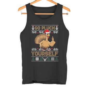 Go Pluck Yourself Turkey Thanksgiving Ugly Sweater Tank Top | Mazezy