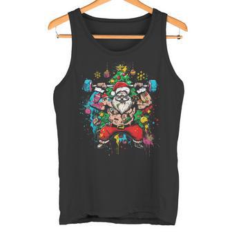 Graffiti Santa Claus Christmas Pajamas Xmas Pajamas Holiday Tank Top | Mazezy