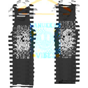 Groovy Hanukkah Vibes Chanukah Pajama Smile Face Tank Top | Mazezy