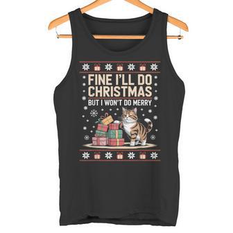 Guard Cat Christmas Ugly Sweater Tank Top | Mazezy