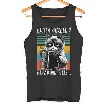 Guten Morgen Ganz Dünnes EisPruch Katze Kaffee Tank Top - Seseable