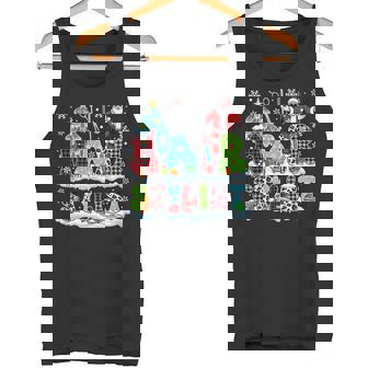 Hair Stylist Colorful Leopard Xmas Santa Sunglasses Job Team Tank Top | Mazezy