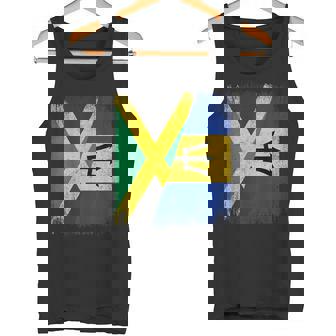 Half Jamaica Barbados Flag Jamaican Barbadian Pride Roots Tank Top | Mazezy