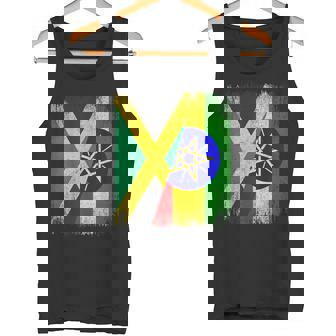 Half Jamaica Ethiopia Flag Jamaican Ethiopian Pride Roots Tank Top | Mazezy