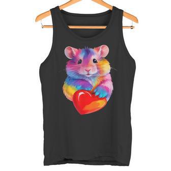 Hamster Coloré Tenant Un Cœur Mignon Arc-En-Ciel Aquarelle Débardeur e - Cadeauxyz