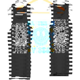 Hanukkah Vibes Groovy Smile Face Jewish Holiday Chanukah Tank Top | Mazezy