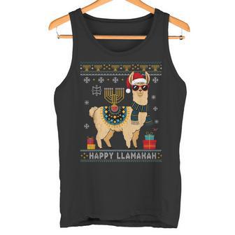 Happy Llamakah Ugly Hanukkah Sweater Llama Pajamas Tank Top | Mazezy