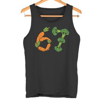 Healthy Veggie 67 Carrot And Broccoli Cartoon Tank Top | Mazezy