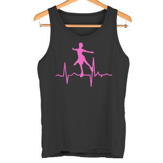 Heartbeat Ice Skating Pulse Line Silhouette Athlete Love Tank Top | Mazezy