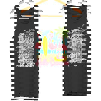 Hello Summer Flamingo Fun Beach Scene Tank Top Tank Top | Mazezy