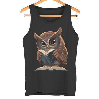 Hibou Mignon Lit Un Livre Lisant Hibou Aigle Débardeur e - Cadeauxyz
