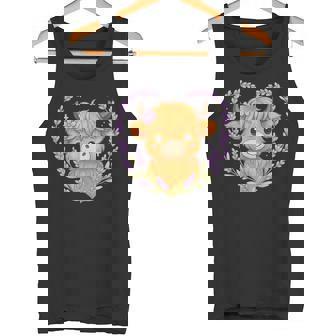 Highland Cow Lavender Heart Tank Top | Mazezy