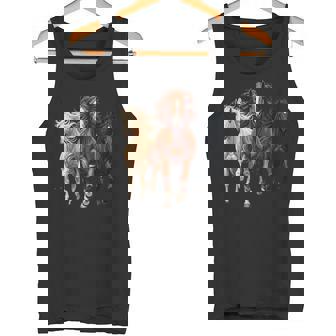 Horse Running Trio Wild Horses Equestrian Art For Horsey Tank Top - Monsterry