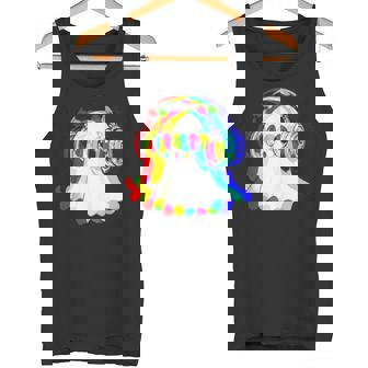 House Music Ghost DJ Rave Color Optical Illusion Halloween Tank Top Tank Top | Mazezy