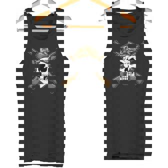 Hunter Skull With Camo Hat And Crossed Rifles Tank Top | Mazezy