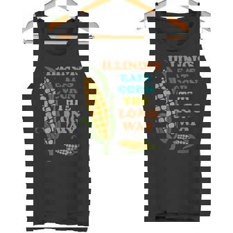 Illinois Eats Corn The Long Way Sarcastic Tank Top | Mazezy