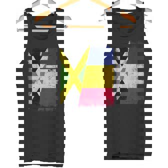 Jamaica Romania Half Flag Jamaican Romanian Heritage Tank Top | Mazezy