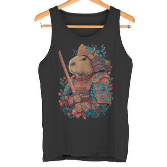 Japan Samurai Capybara Floral Style Tank Top | Mazezy