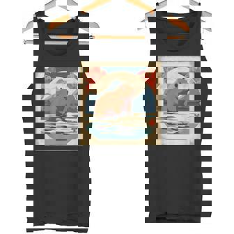 Japanese Kawaii Capybara Swimming Cute Japan Flower Anime Tank Top | Mazezy