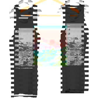 Japanese Red Sunset Mountain Asian Fuji Kanji Japan Art Tank Top | Mazezy