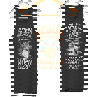Jesus Is My Rock Drums Are My Roll Christian Drummers Vibe Tank Top | Mazezy