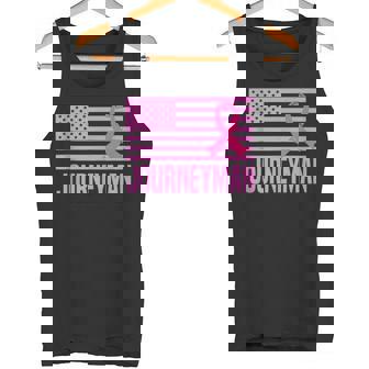 Journeyman Breast Cancer Awareness Month USA Flag Dad Tank Top Tank Top | Mazezy