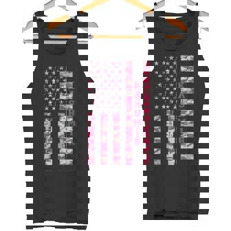Kashmir India Pakistan Region Pink Camo USA Flag Distressed Tank Top | Mazezy