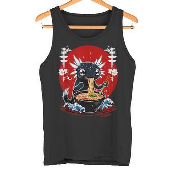 Kawaii Axolotl Comer Ramen Arte Japonés Anime Niños Adolescentes Camiseta sin mangas - Regaloses