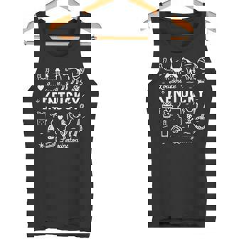 Kentucky USA State Symbols Vintage Souvenir Cute Doodle Tank Top | Mazezy