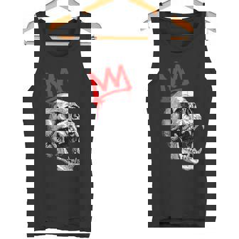 King Vampire Skull Illustration With Red Graffiti Art Crown Tank Top | Mazezy