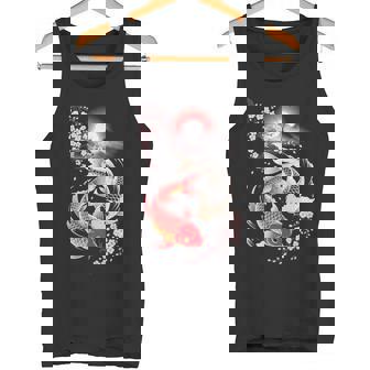 Koi Fish Yin Yang With Cherry Blossom And Water Waves Art Tank Top Tank Top | Mazezy