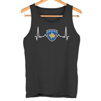 Kosovo Heartbeat Kosovan Emblem Flag Kosovar Tank Top | Mazezy