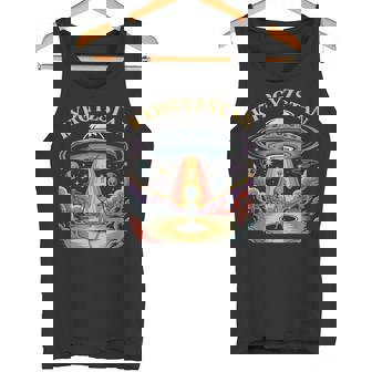 Kyrgyzstan Alien UFO Abduction Retro Sci-Fi Art Tank Top | Mazezy