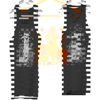 Labrador Retriever Thanksgiving Leopard Pumpkins Fall Leaves Tank Top | Mazezy