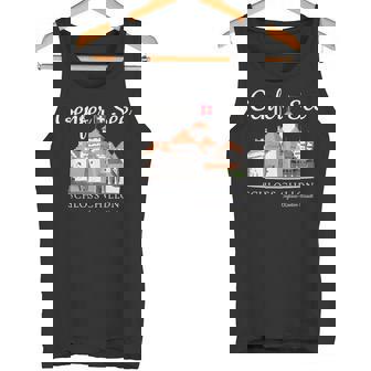 Lake Geneva Chillon Castle Switzerland Hand Drawing Tank Top | Mazezy