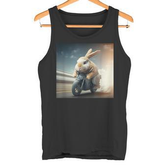 Lapin Conduit Moto Mobylette Lapin De Pâques Motard Drôle Débardeur e - Cadeauxyz