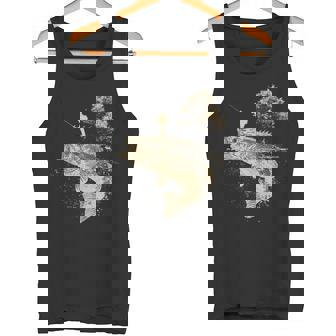 Largemouth Bass Fishing Adventure Angler Silhouette Nature Tank Top Tank Top | Mazezy