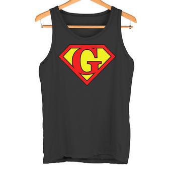 Letra Deuperhéroe Guper Letra Guper G G Letra Camiseta sin mangas - Regaloses