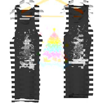 LGBT Flag Christmas Tree Ornaments Rainbow Snowman Holiday Tank Top | Mazezy