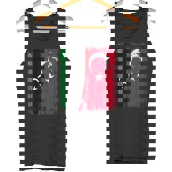 Libya Turkey Half Flag Turkiye Libyan Turkish Heritage Tank Top | Mazezy