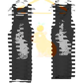 Lindo Capibara Con Naranja Enu Cabeza Capibara Amante Camiseta sin mangas - Regaloses