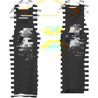 Lips Jamaican Flag Jamaica Love Travelacation タンクトップ - Kawaiitshirt