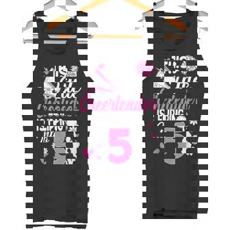 This Little Cheerleader Is Flipping Into 5 Year Old Bday Tank Top | Mazezy
