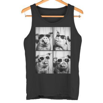 Lustigechweine Mitonnenbrille Coole Bauernhoftiere Tier Tank Top - Seseable