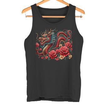 Masque D'anime Japonais Kitsune Dragon Chinois Avec Rose Débardeur e - Cadeauxyz
